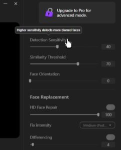 Hover the mouse over the parameter name to immediately display the specific content adjusted by the parameter. For example, Detection Sensitivity means that high sensitivity can detect more blurred faces.