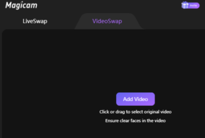 Click VideoSwap at the top of Magicam's screen to switch the app to Video Face Swap mode.